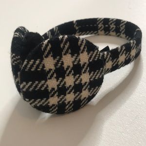 Black & white shearling Burberry London earmuffs